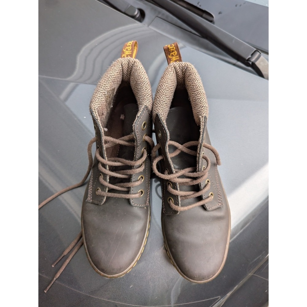 Dr. Martens Maelly Lace Up Leather Ankle Boots With Herringbone Padded Collar W6